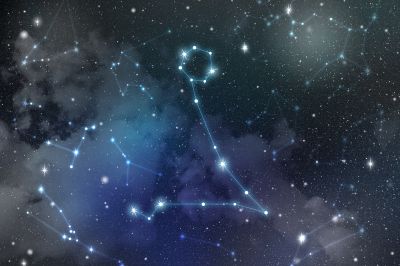 Sternbild des Zodiac am Nachthimmel mit Linien Verbunden