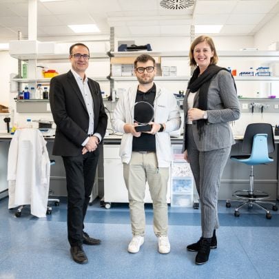 Christoph Ludwig (GF SFG), Jakob Hohenberger (Co-Gründer und GF Celeris GmbH), Barbara Eibinger-Miedl (Wirtschaftslandesrätin)
