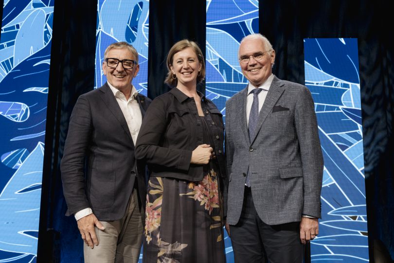 Josef Herk, Präsident der Wirtschaftskammer Steiermark , Wirtschaftslandesrätin Barbara Eibinger-Miedl und Stefan Stolitzka, Präsident der IV-Steiermark