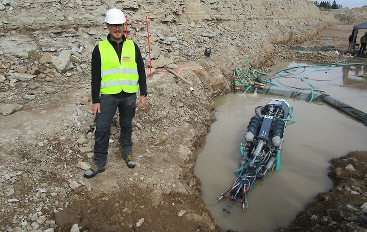 Michael Berner with prototype in estland