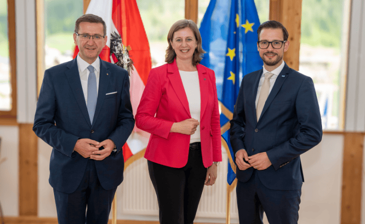 (c) LPD-Augstein v.l.: Landesräte Markus Achleitner (OÖ), Barbara Eibinger-Miedl (Stmk.) und Sebastian Schuschnig (Ktn.)