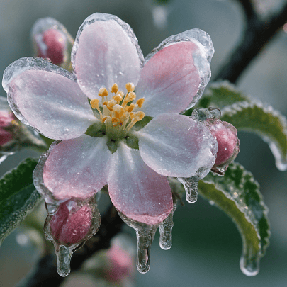 Apfelblüte mit Eis